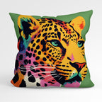 CUSHION Fabric Panel Leopard on Green