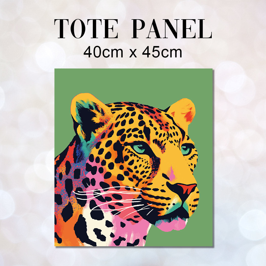 TOTE Leopard On Green Fabric Bag Panel