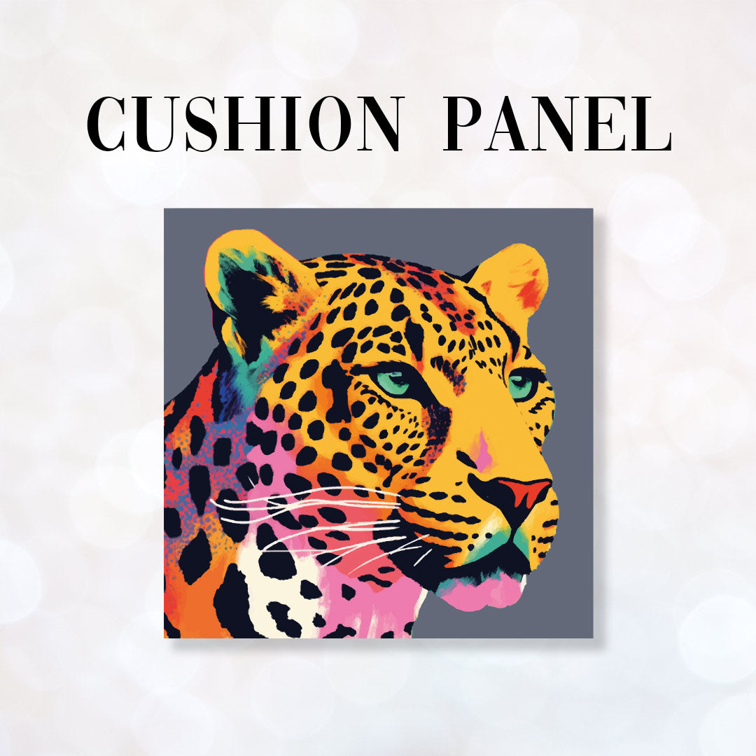 CUSHION Fabric Panel Leopard on Heather