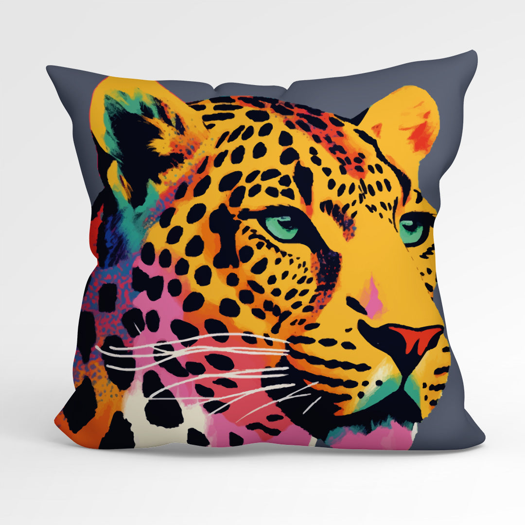 CUSHION Fabric Panel Leopard on Heather