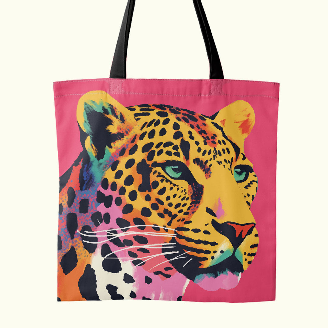 TOTE Leopard On Pink Fabric Bag Panel