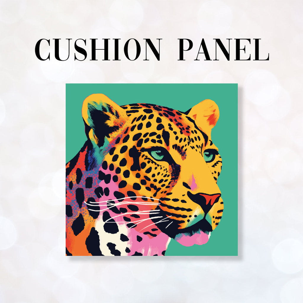 CUSHION Fabric Panel Leopard on Teal