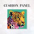 CUSHION Fabric Panel Leopard on Teal