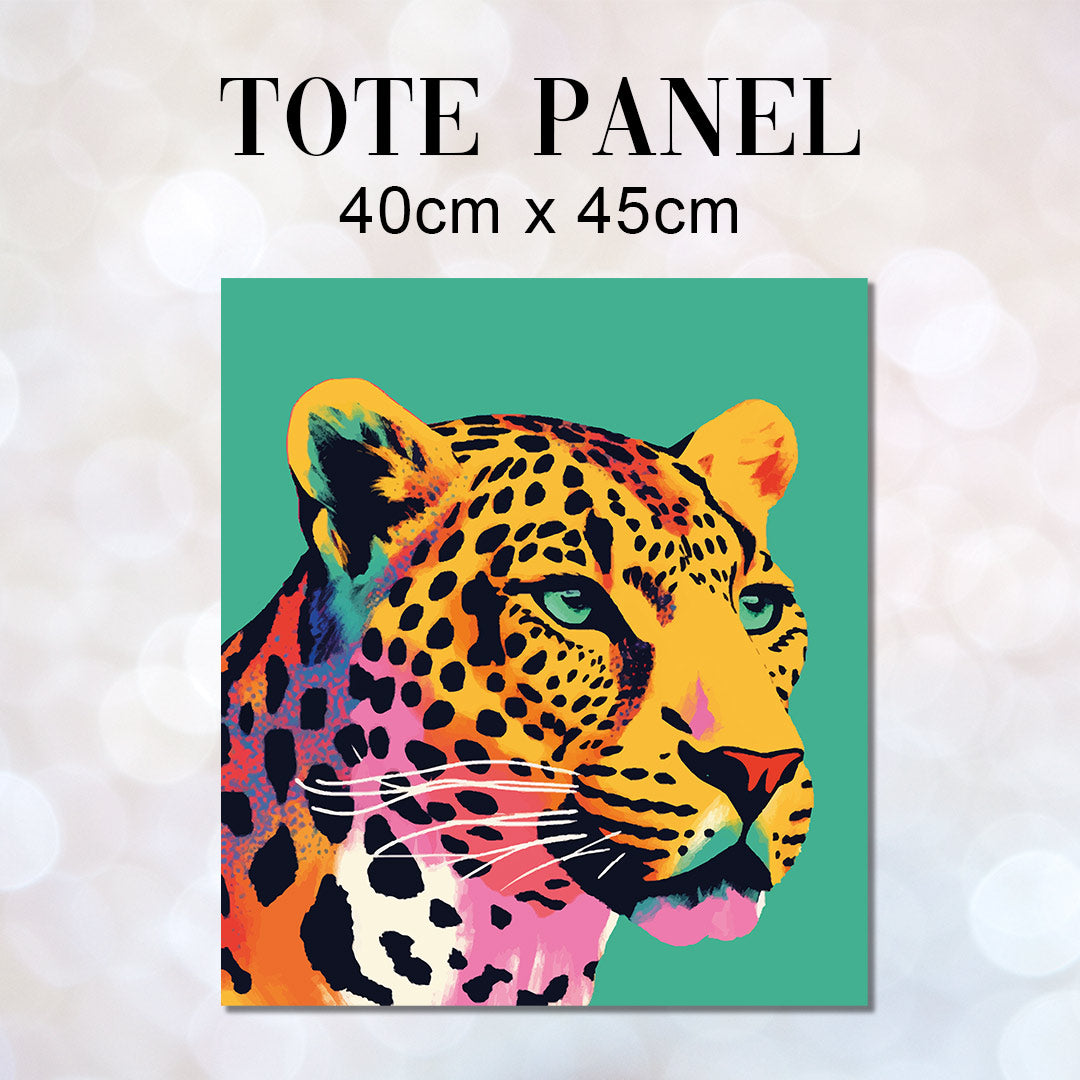 TOTE Leopard On Teal Fabric Bag Panel