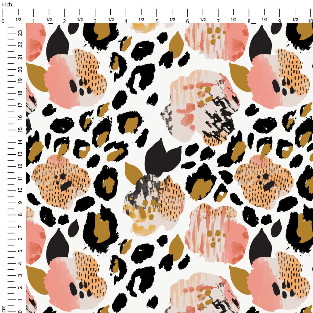 Leopard Pink Gold Black Fabric