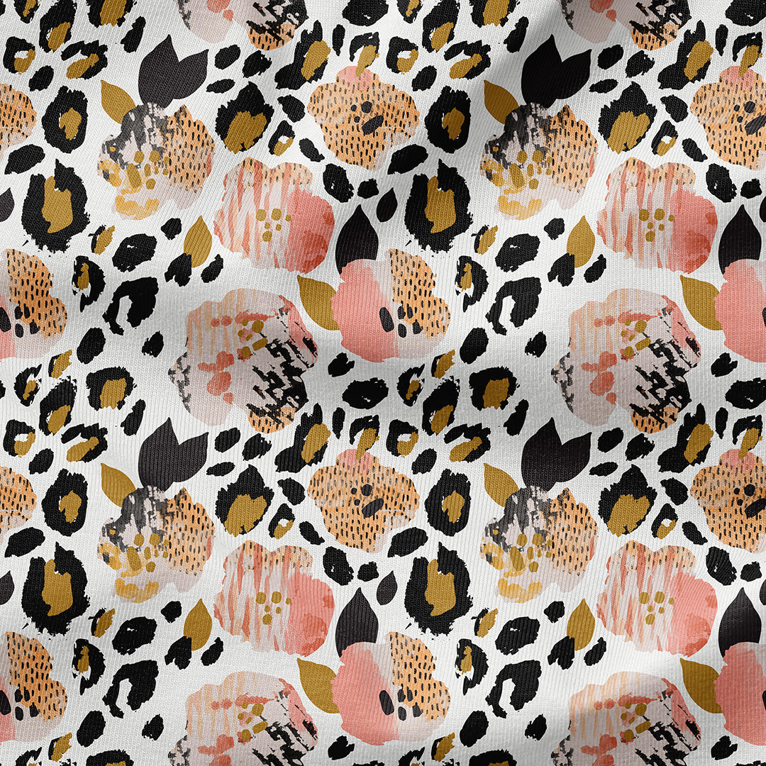 Leopard Pink Gold Black Fabric