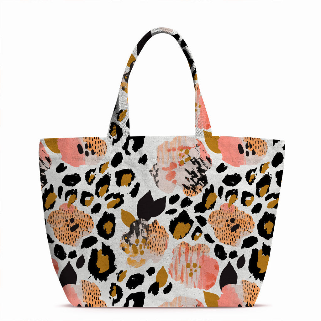 Leopard Pink Gold Black Fabric