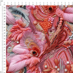 Light Pink Sequin Feathers Fabric