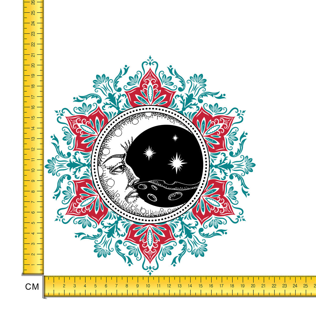 Lino Print Moon Iron on Fabric Heat Transfer DTF-200