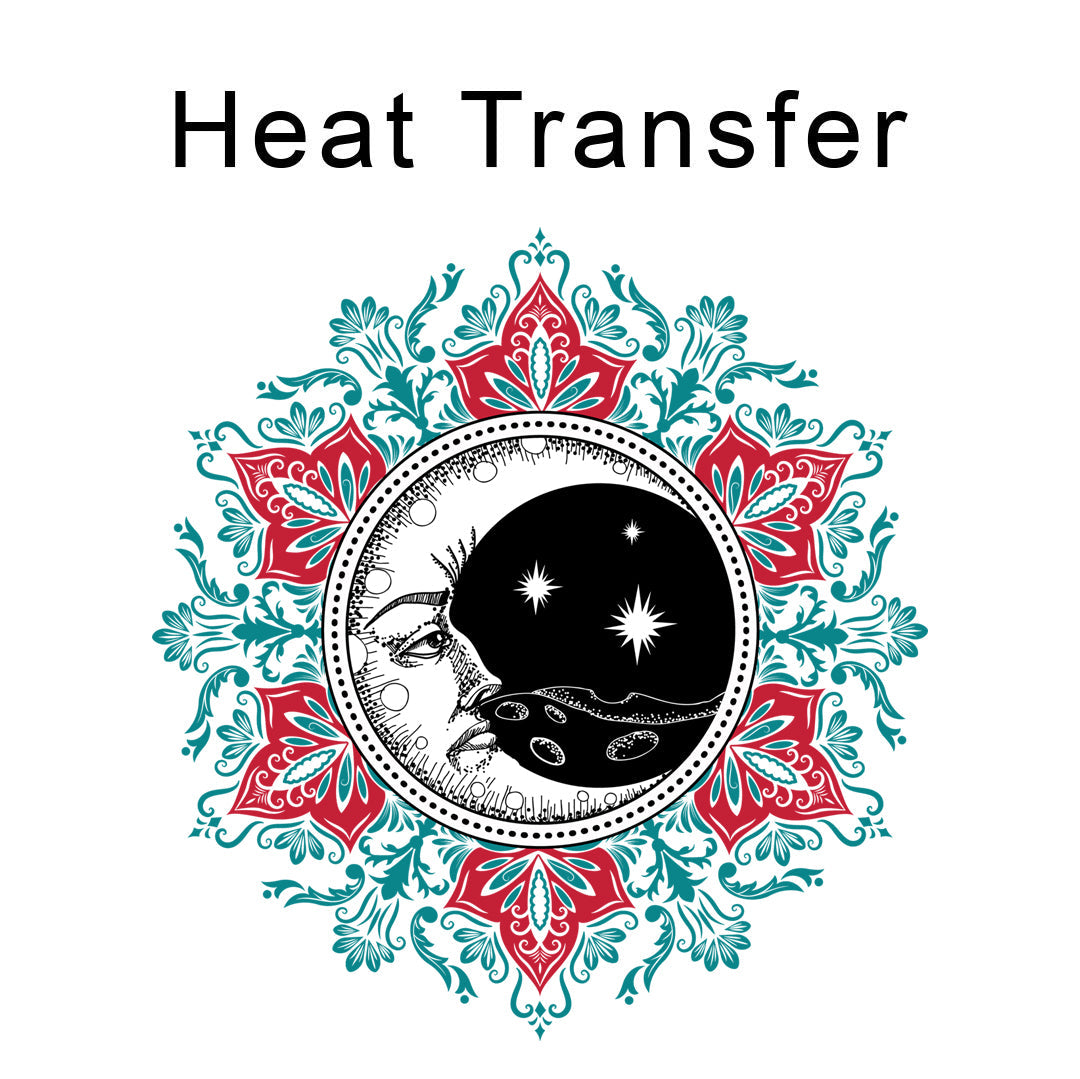 Lino Print Moon Iron on Fabric Heat Transfer DTF-200