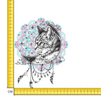 Lino Print Cat and Moon Iron on Fabric Heat Transfer DTF-202