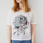 Lino Print Cat and Moon Iron on Fabric Heat Transfer DTF-202