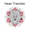 Lino Print Wolf Iron on Fabric Heat Transfer DTF-201