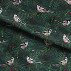 Long Tailed Tit Green Fabric