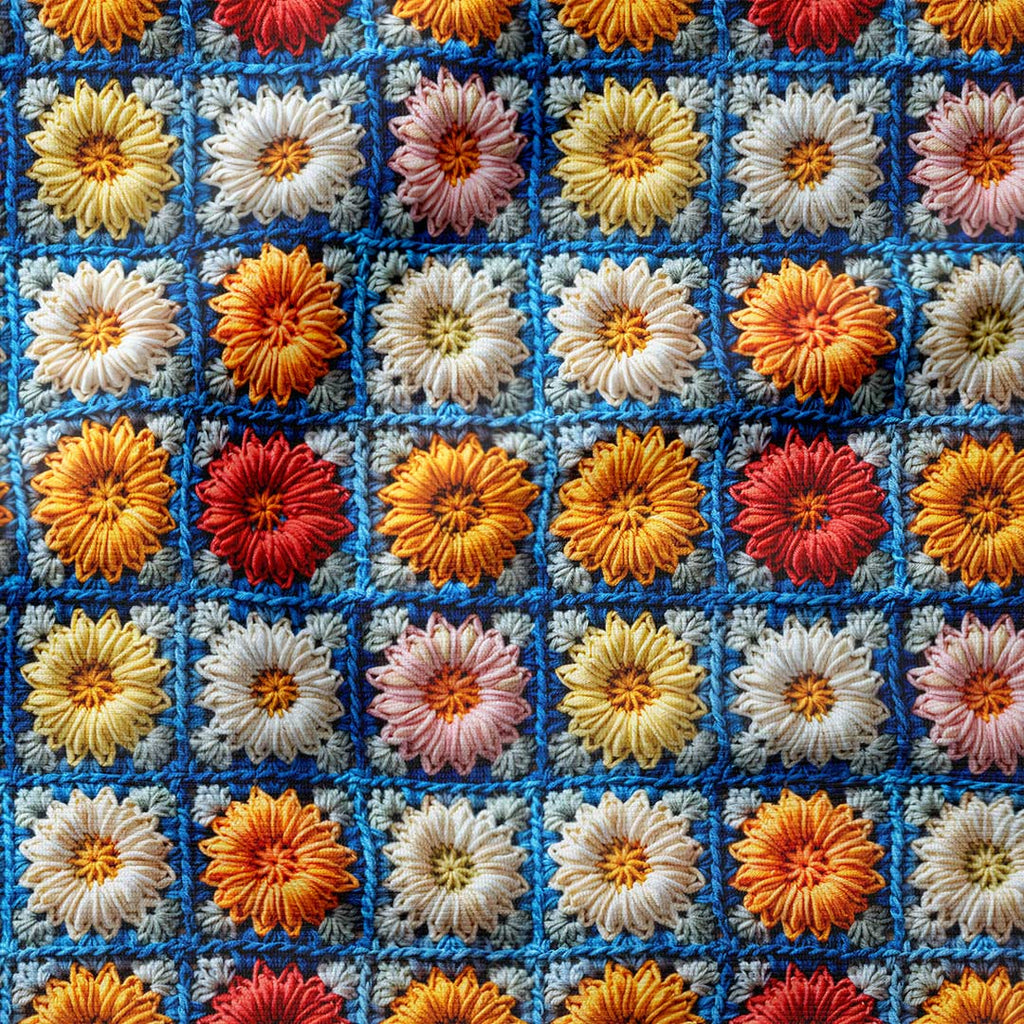 Louise Crochet Flowers Fabric