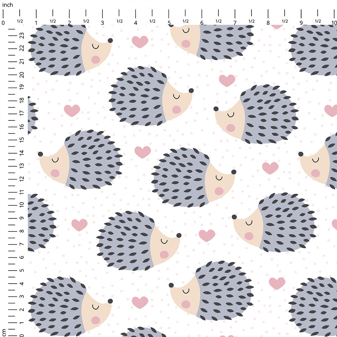 Love Heart Hedgehogs Fabric