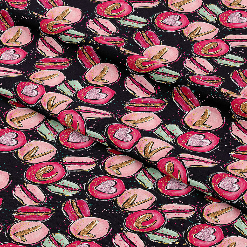 Love Macaroons Dark Fabric