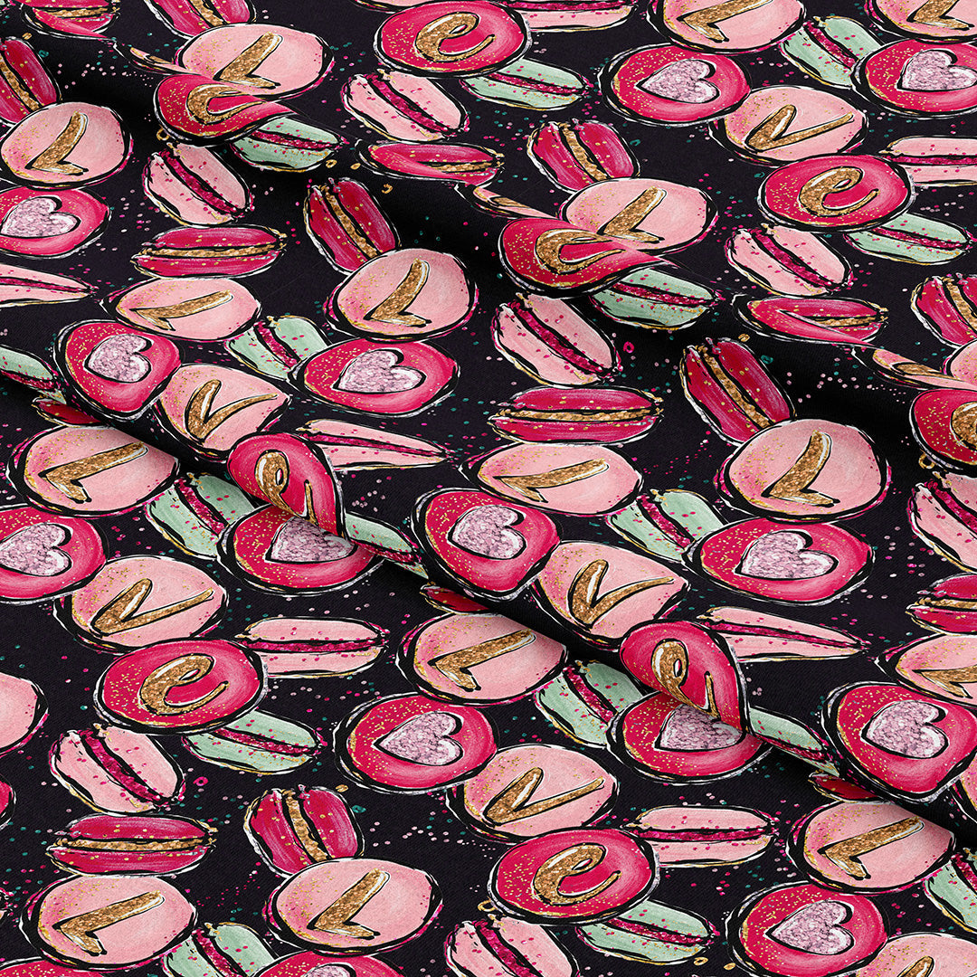 Love Macaroons Dark Fabric