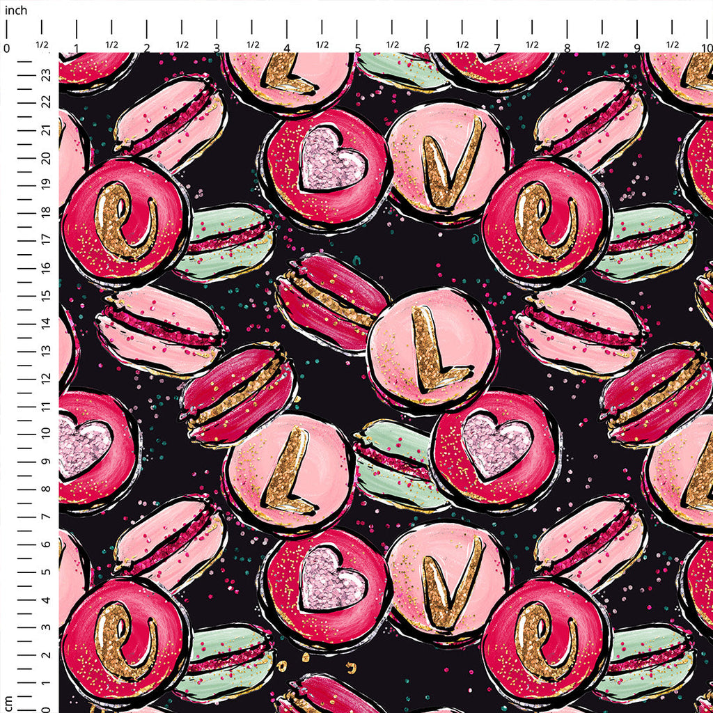 Love Macaroons Dark Fabric
