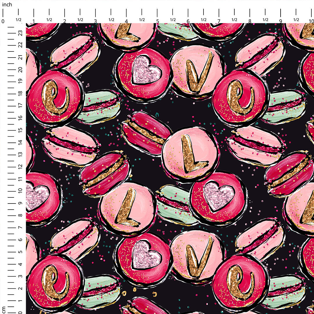 Love Macaroons Dark Fabric