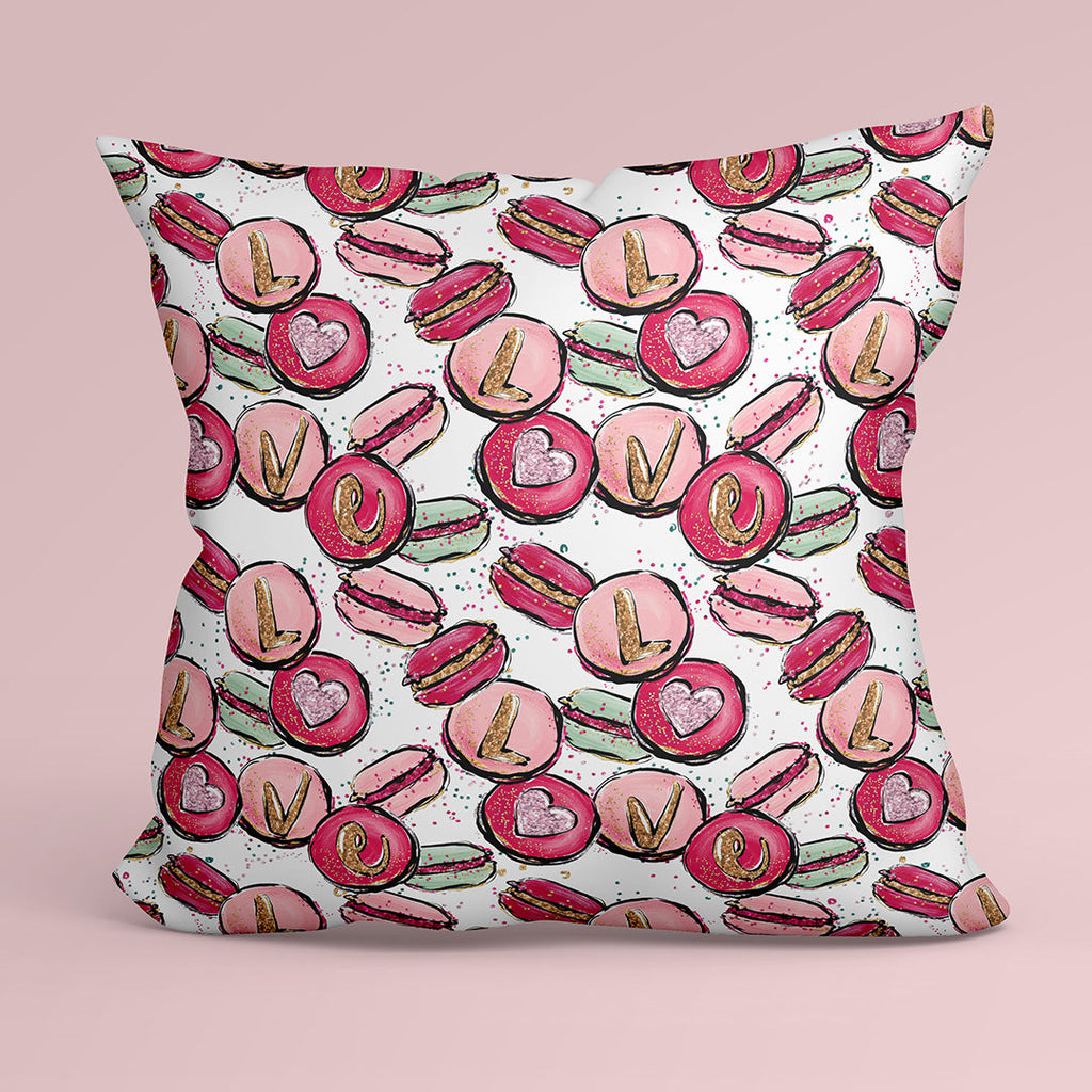 Love Macaroons White Fabric