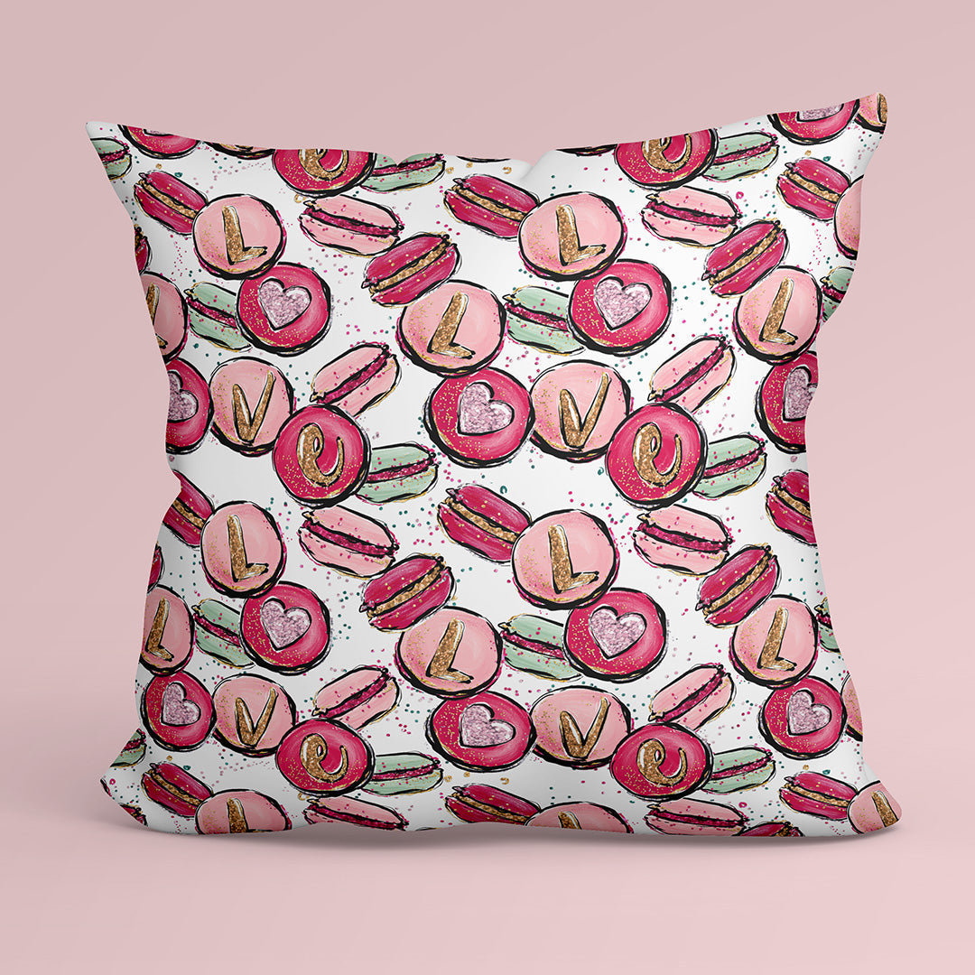 Love Macaroons White Fabric