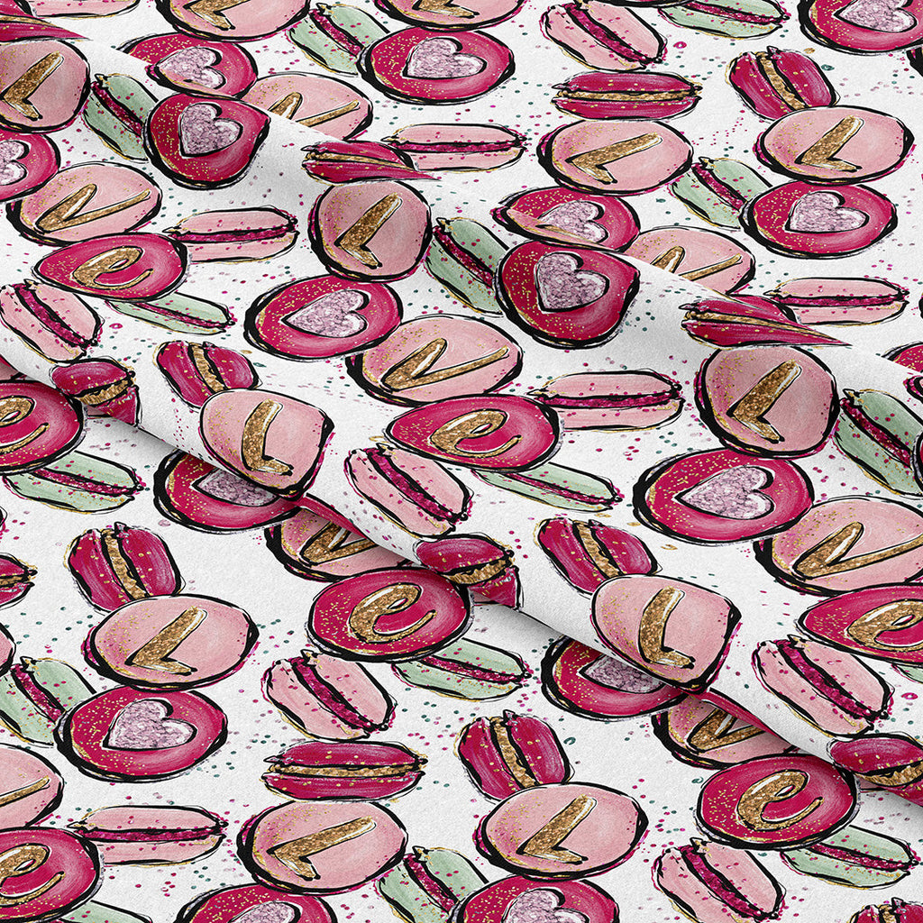 Love Macaroons White Fabric