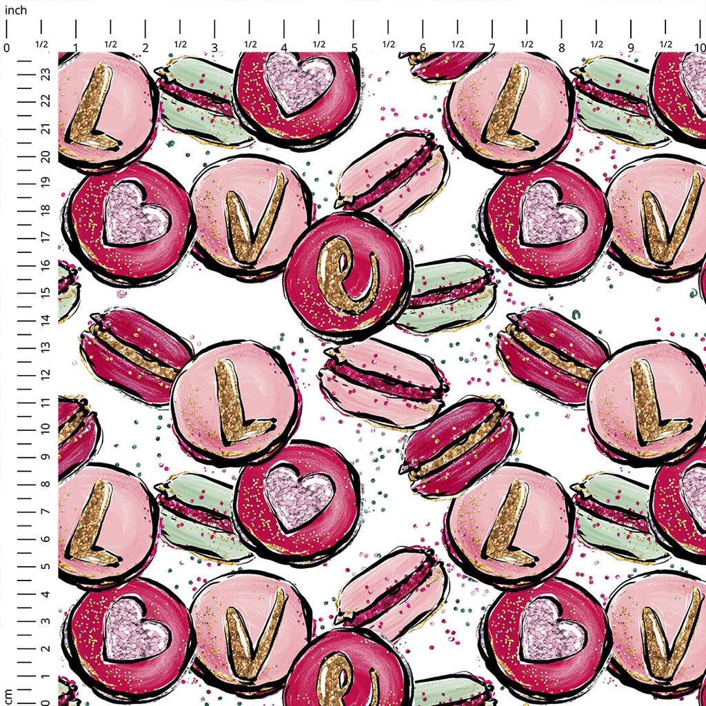 Love Macaroons White Fabric