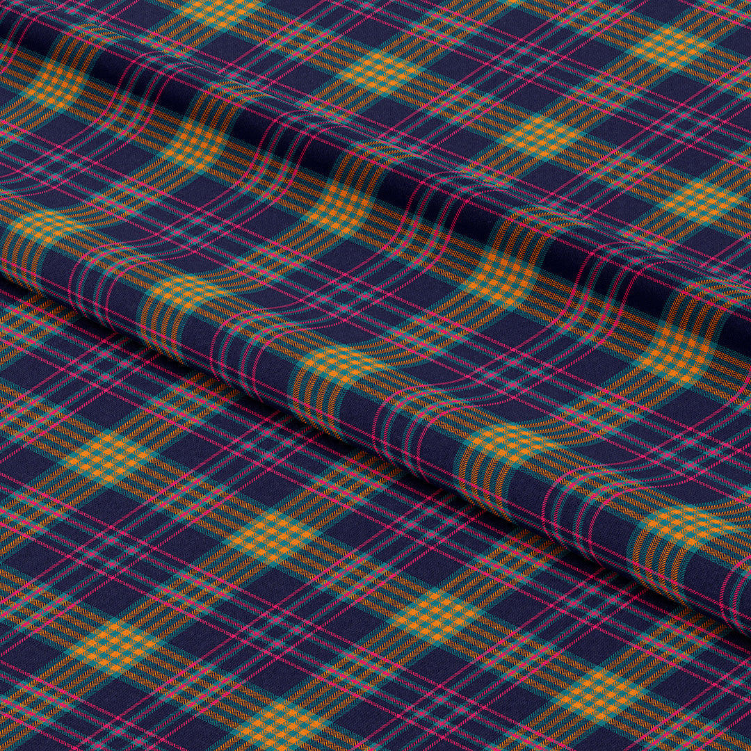 Navy Yellow Plaid Fabric 1438