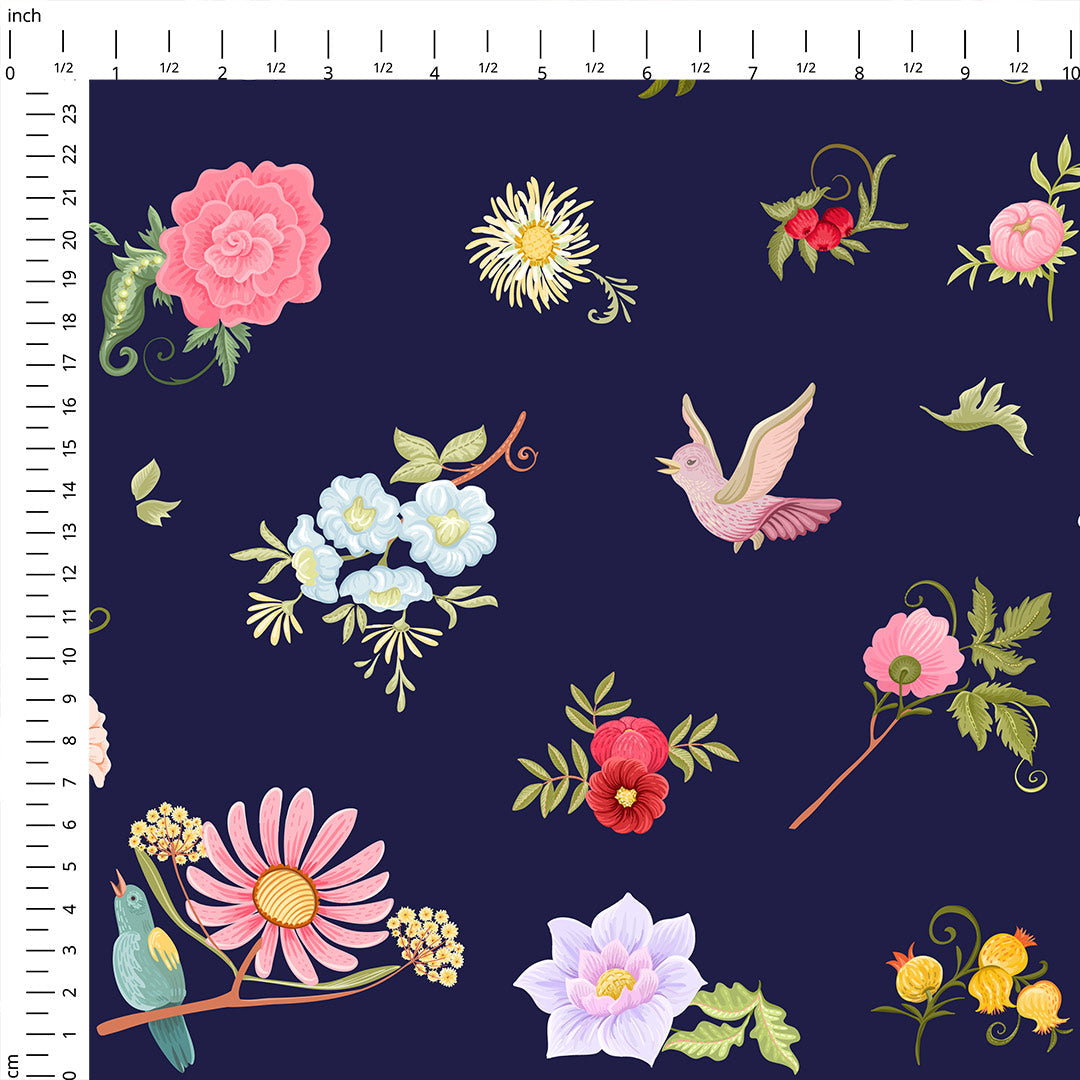 Magic Tree Breeze Navy Fabric