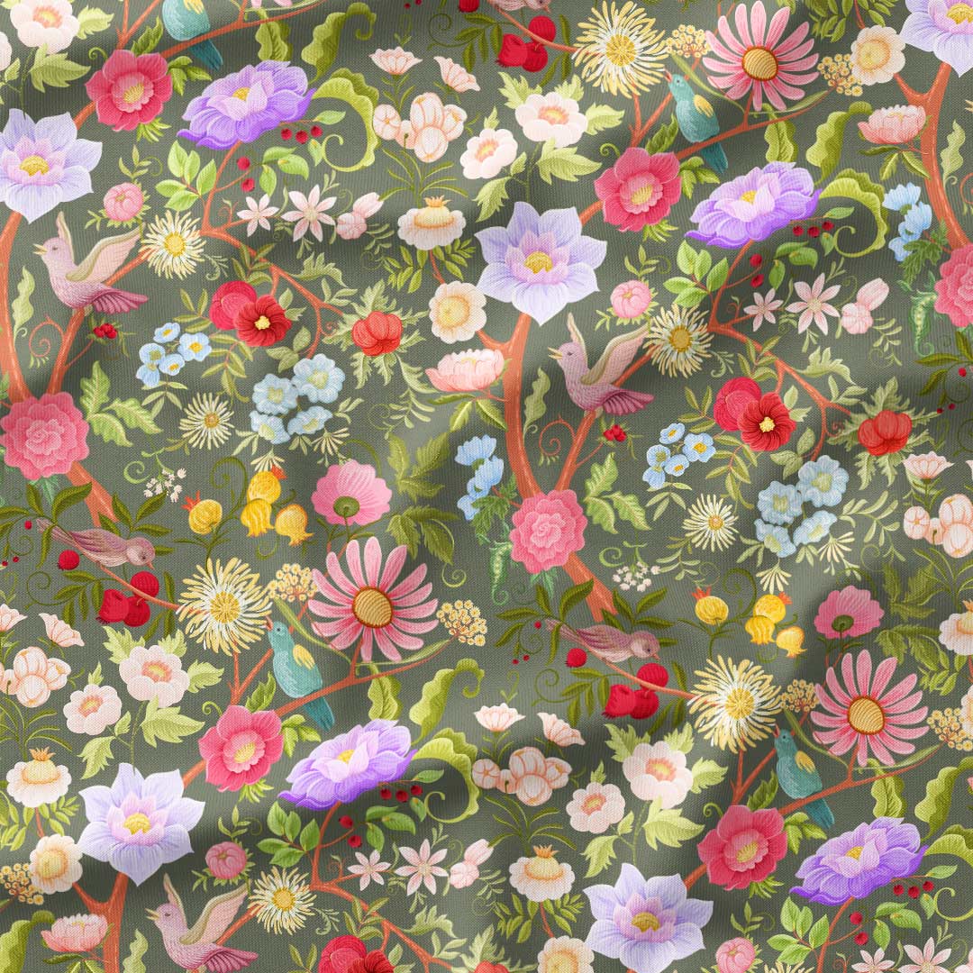 Magic Tree Green Fabric