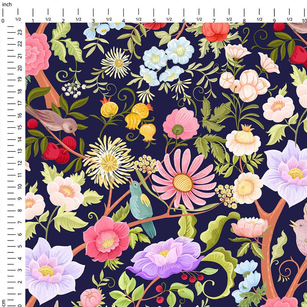 Magic Tree Navy Fabric