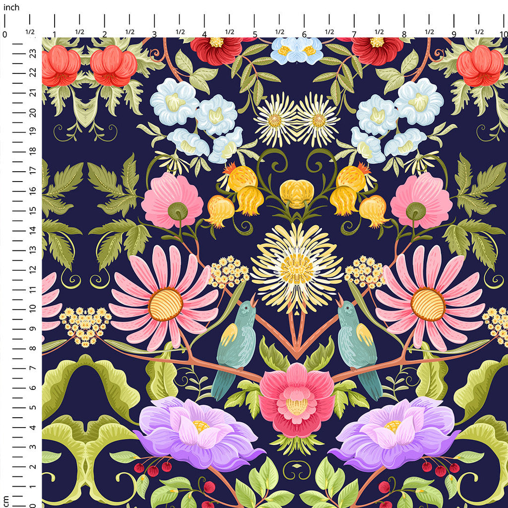 Magic Tree Symphony Navy Fabric