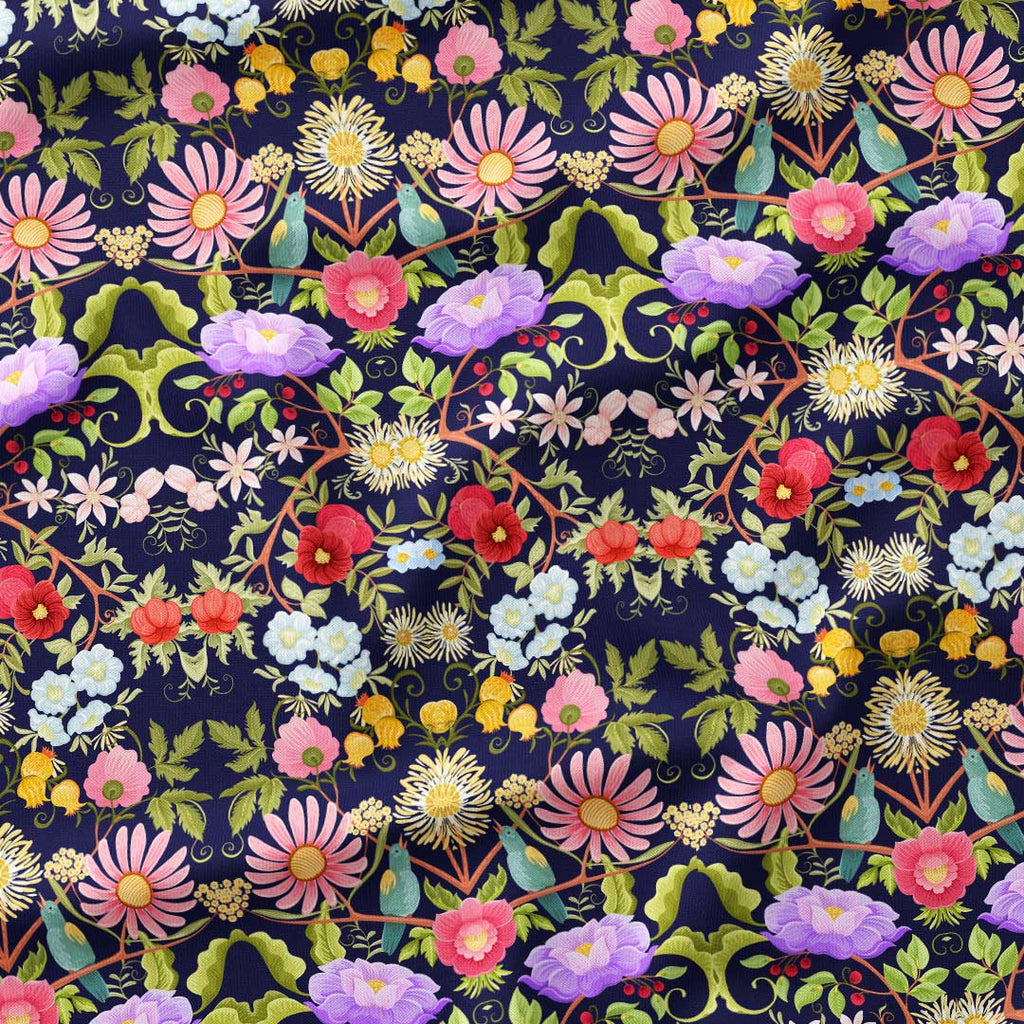Magic Tree Symphony Navy Fabric