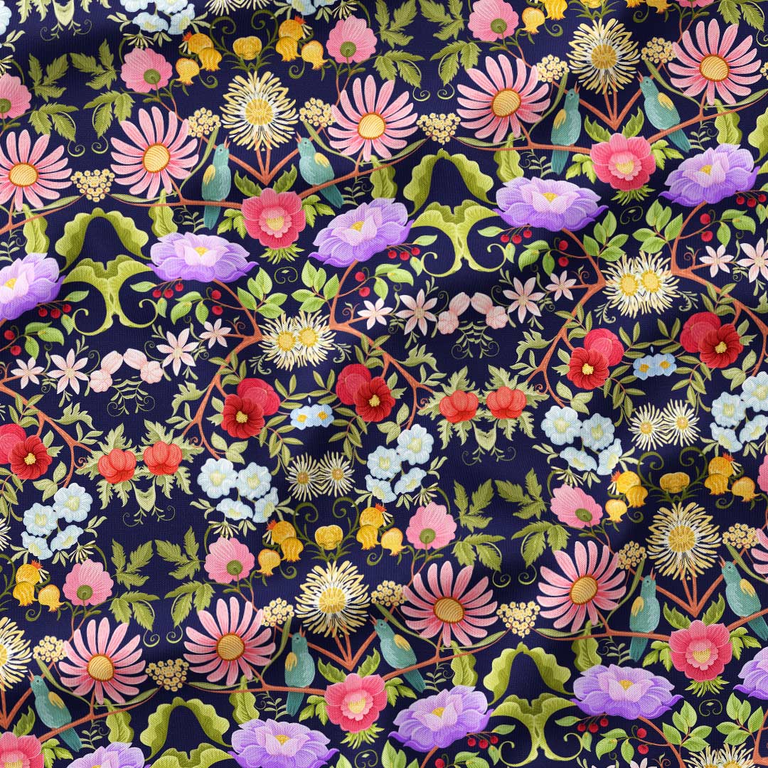 Magic Tree Symphony Navy Fabric