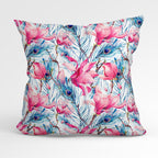 Magnolia and Feathers White Fabric