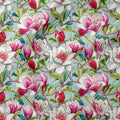 Embroidered Magnolias Grey Fabric