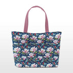 Embroidered Magnolia Navy Fabric