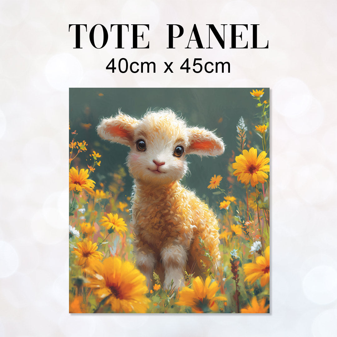TOTE Fabric Bag Panel Cute Lamb Marigold TP-302