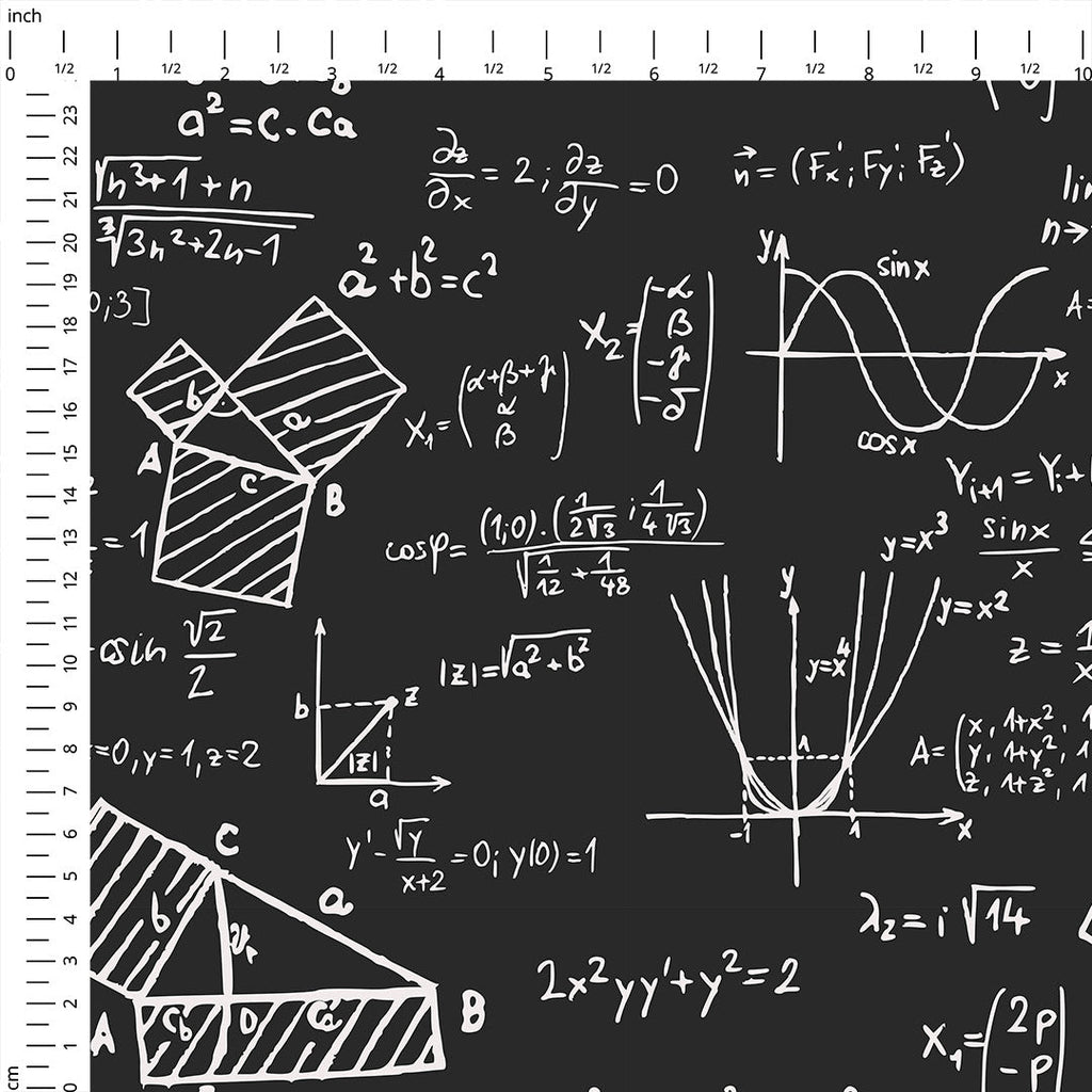 Math Charcoal Fabric
