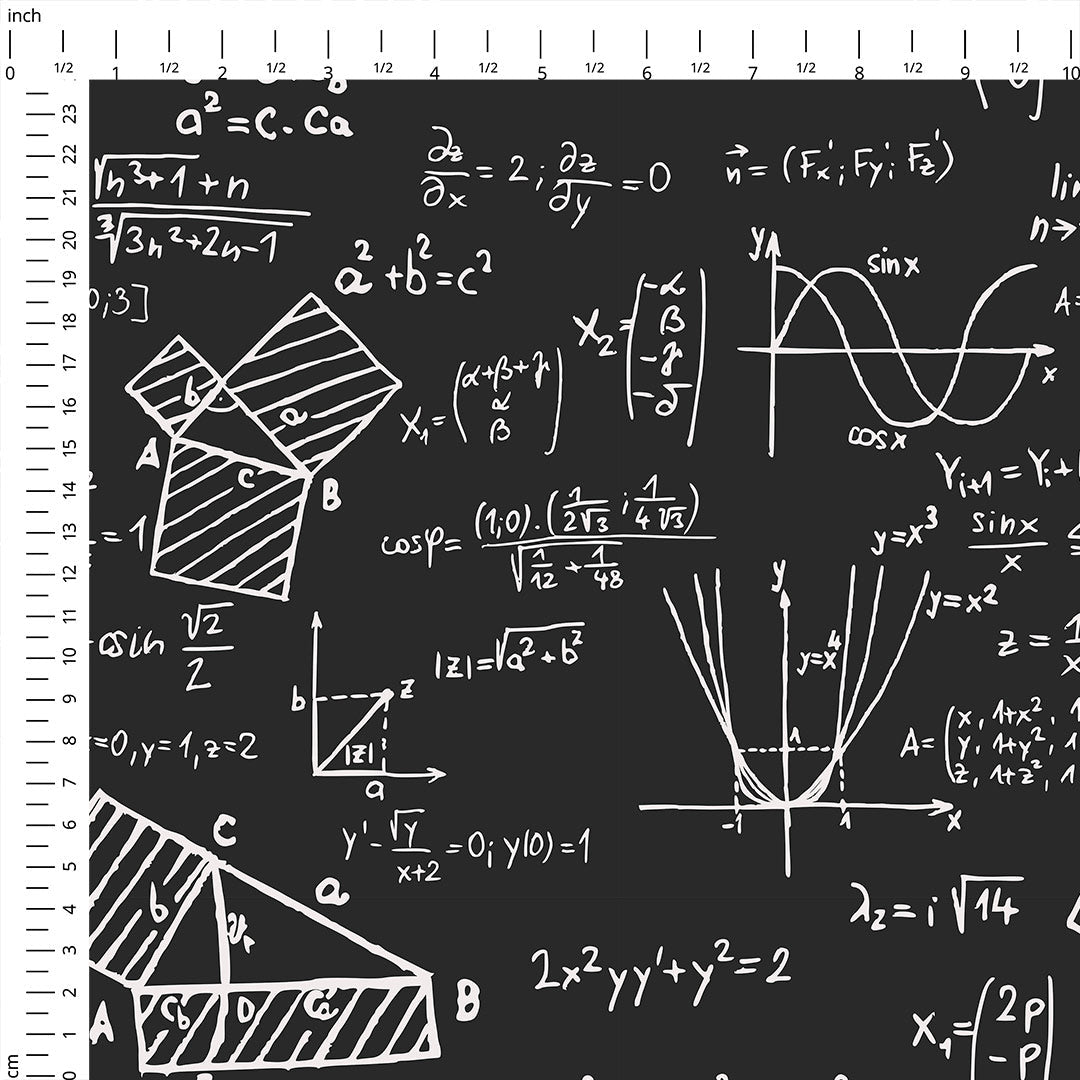 Math Charcoal Fabric