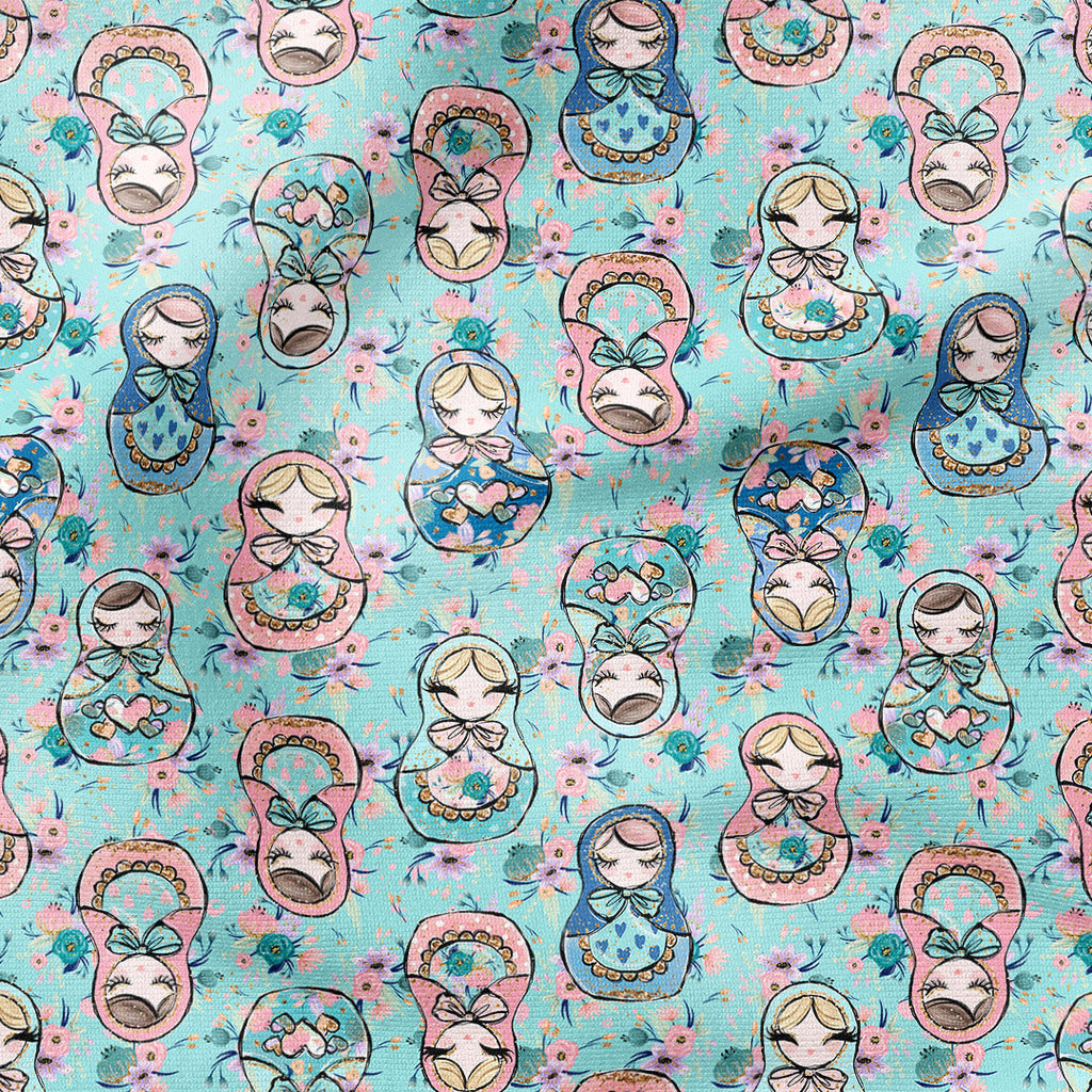 Matryoshka Blue Fabric