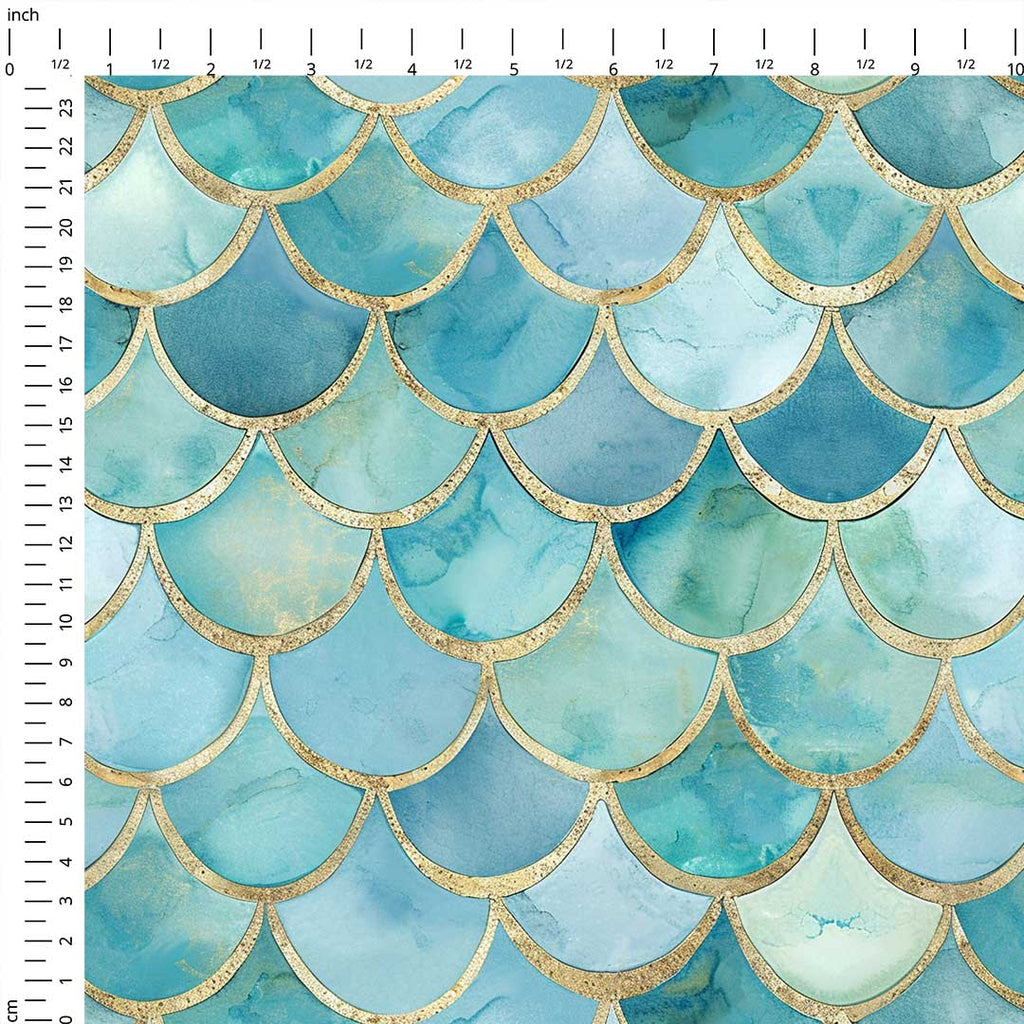 Mermaid Cove Blue Scales Fabric