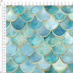 Mermaid Cove Blue Scales Fabric
