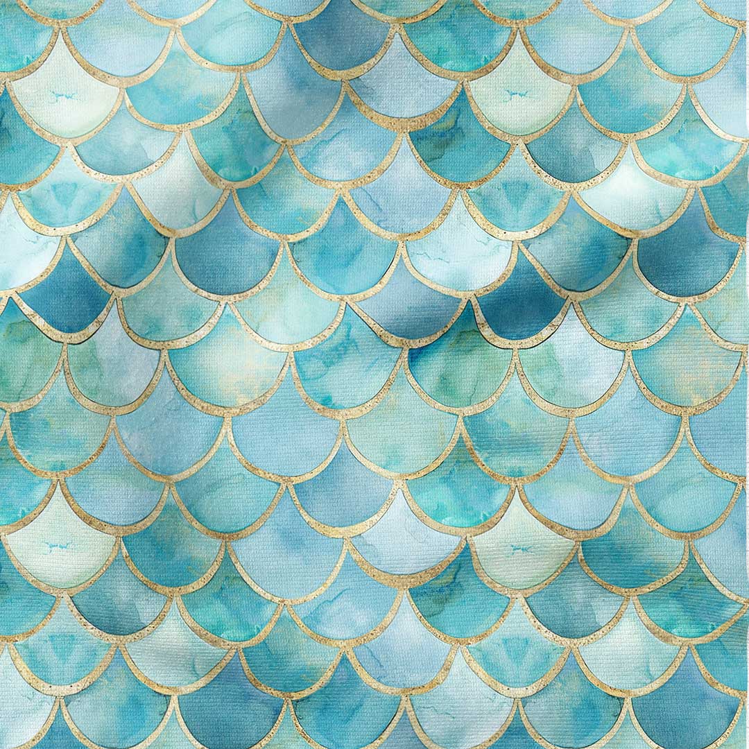 Mermaid Cove Blue Scales Fabric