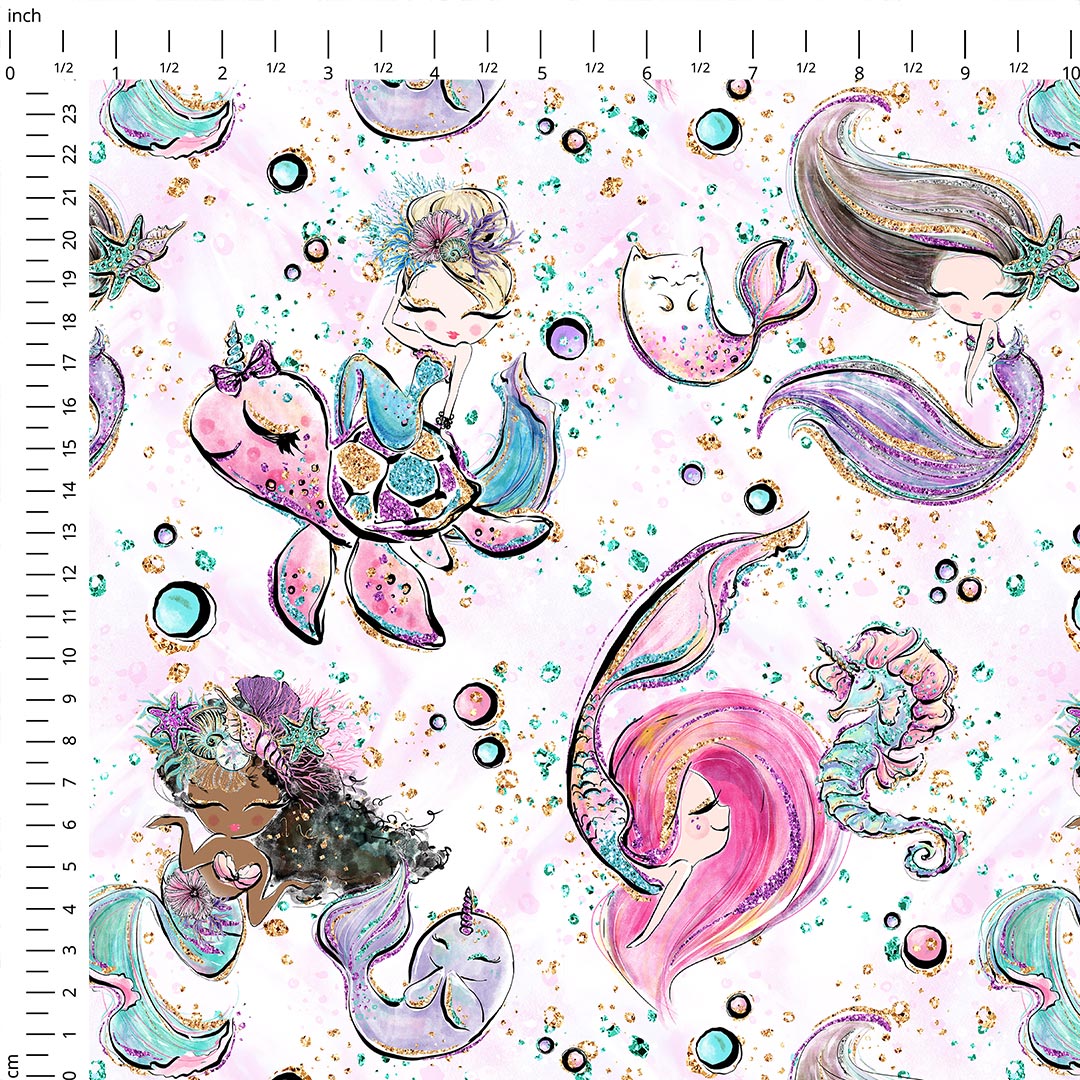 Mermaids White Fabric