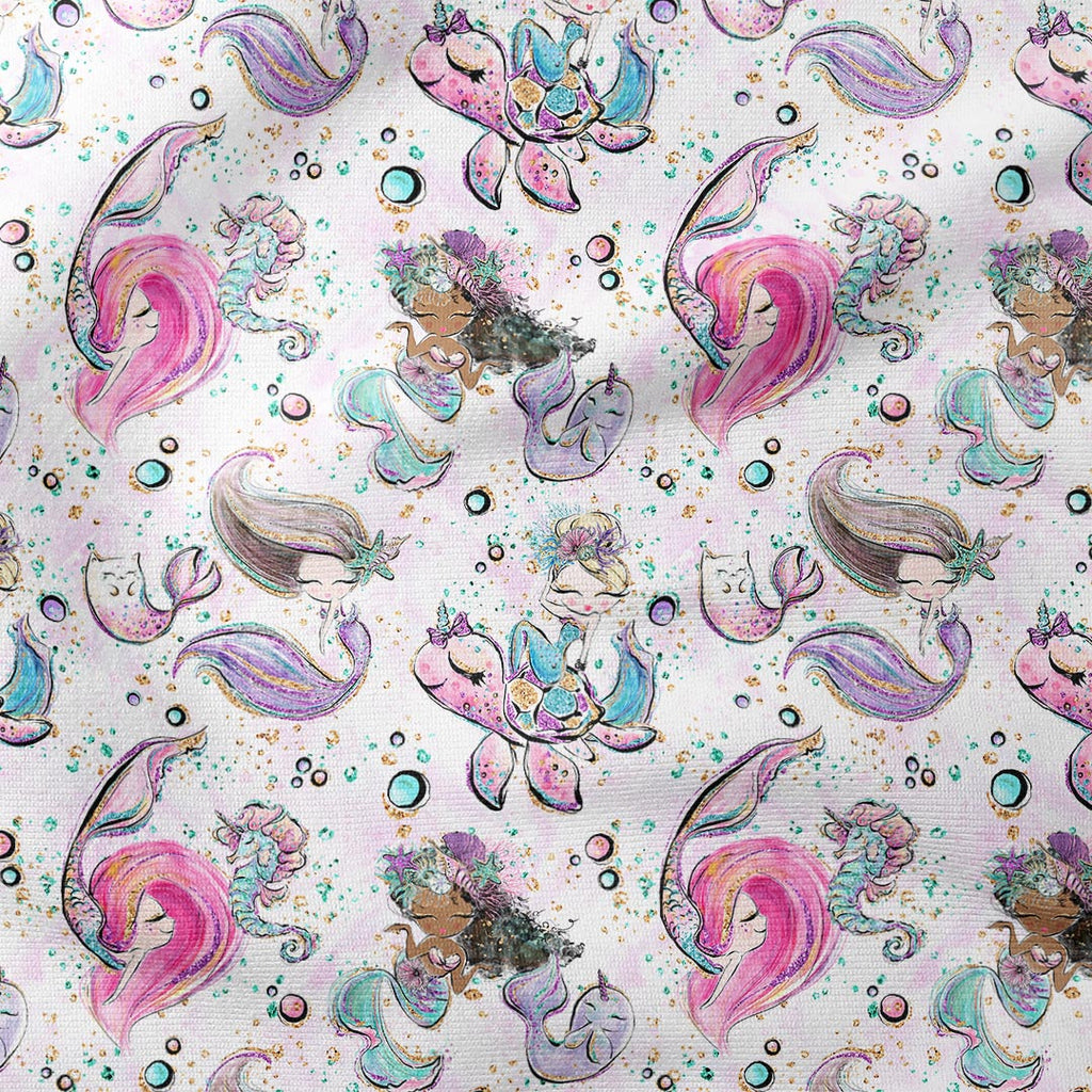 Mermaids White Fabric