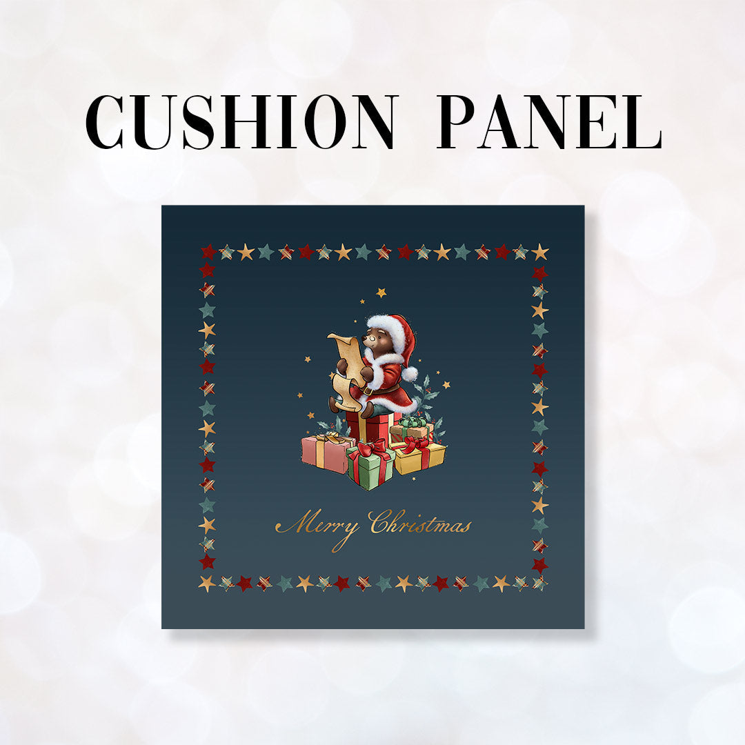 CUSHION Fabric Panel Merry Christmas Bear