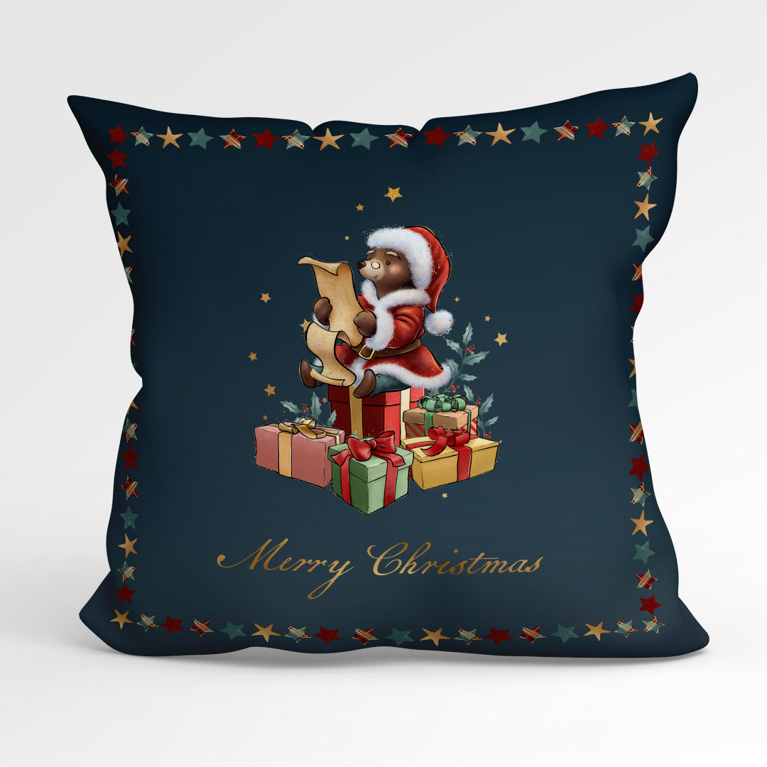 CUSHION Fabric Panel Merry Christmas Bear