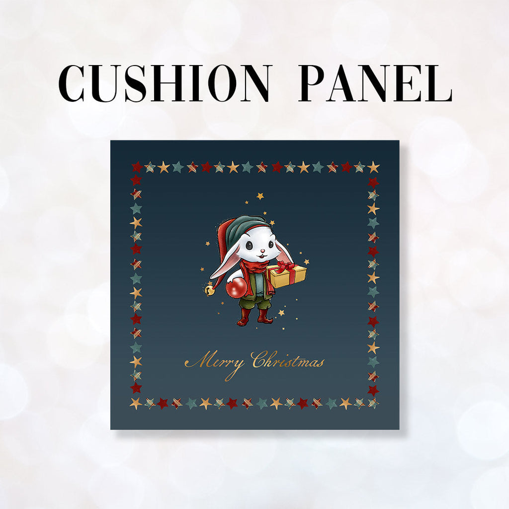 CUSHION Fabric Panel Merry Christmas Bunny